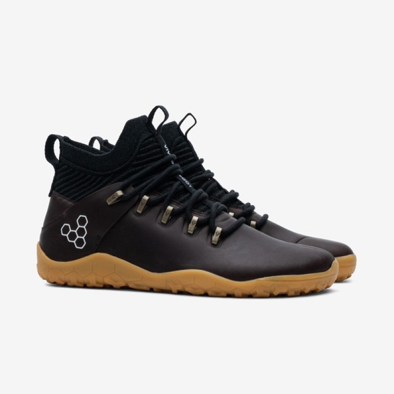 Vivobarefoot Magna Læder Fg Vandresko Dame Obsidian | UZJ-382451